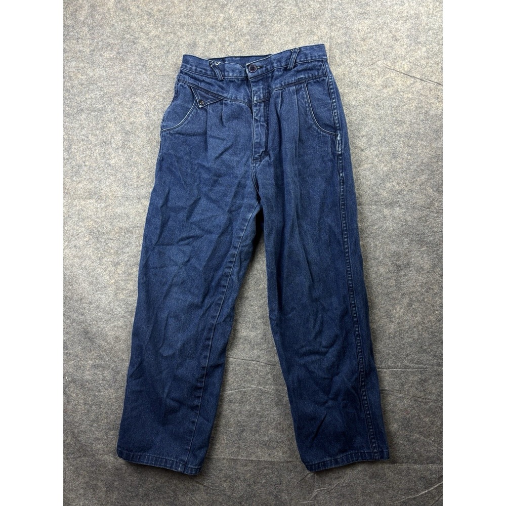 Vintage Rockies Jeans Juniors Sz 29/9 Dark Wash Crop Wide Leg Pleated 80s Riding